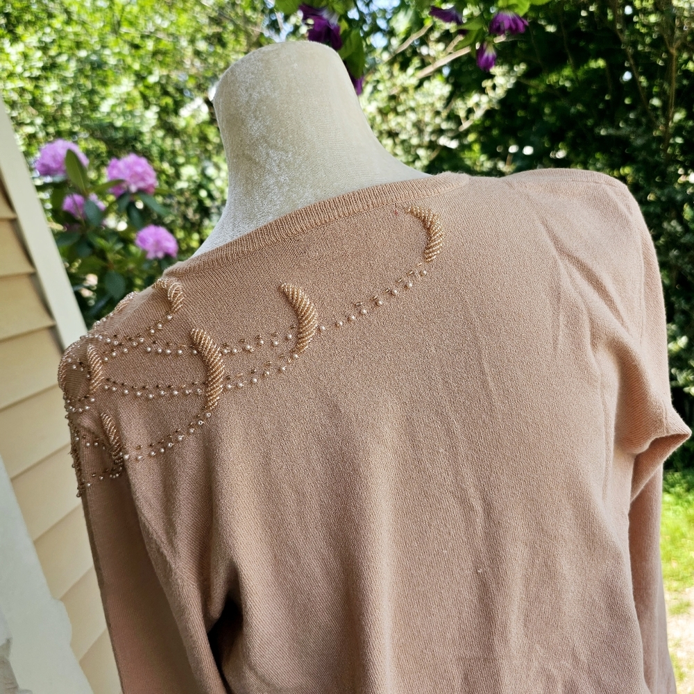 Anne Klein Beaded Cardigan Sweater - Picture 3 of 9
